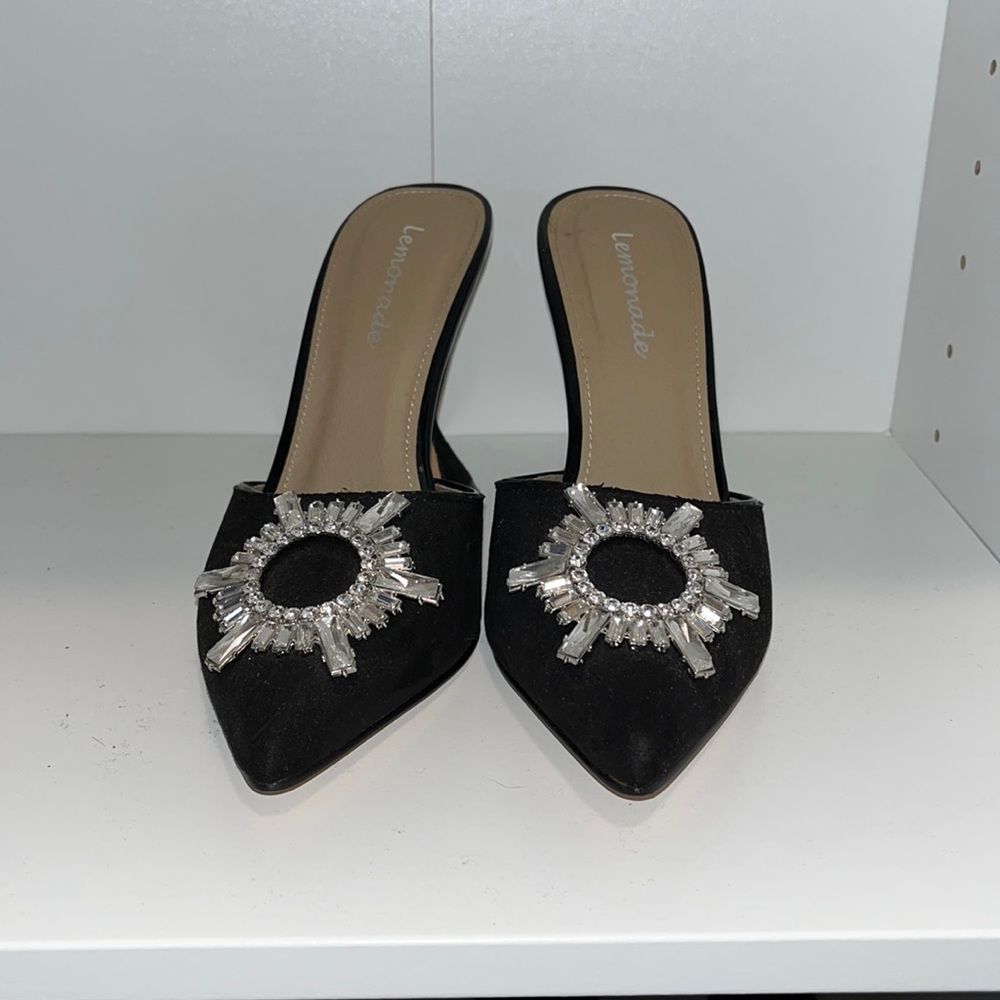 Black suede heel